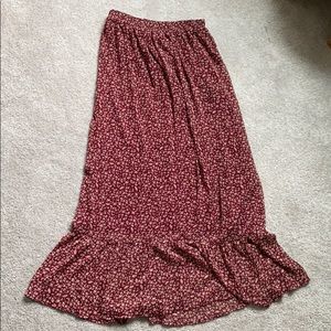 Floral printed tiered maxi skirt